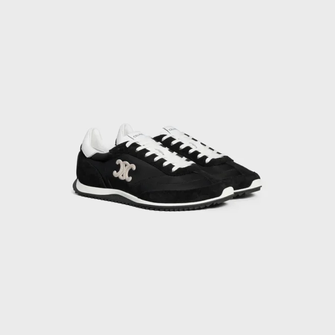 Racer Sneaker aus Nylon, Kalbsveloursleder und Kalbsleder