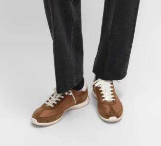 Racer Sneaker aus Nylon, Kalbsveloursleder und Kalbsleder