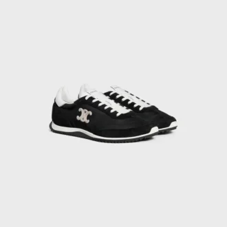 Racer Sneaker aus Nylon, Kalbsveloursleder und Kalbsleder