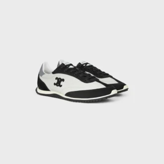 Racer Sneaker aus Nylon, Kalbsveloursleder und Kalbsleder