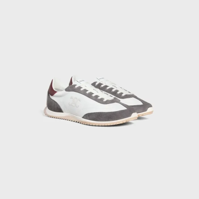 Racer Sneaker aus Nylon, Kalbsveloursleder und Kalbsleder