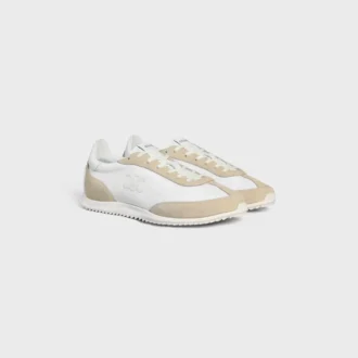 Racer Sneaker aus Nylon, Kalbsveloursleder und Kalbsleder