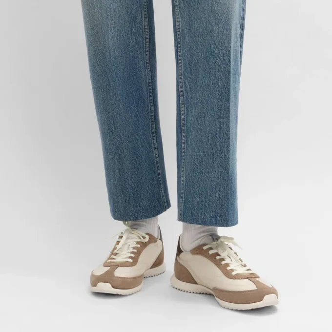 Racer Sneaker aus Nylon, Kalbsveloursleder und Kalbsleder