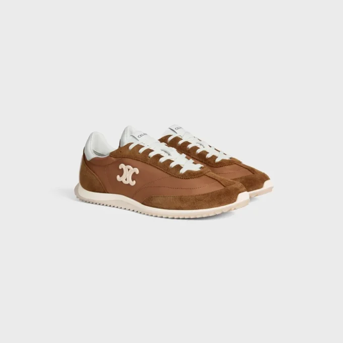 Racer Sneaker aus Nylon, Kalbsveloursleder und Kalbsleder