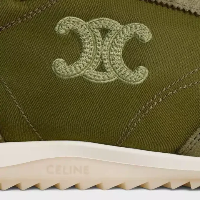 Racer Sneaker aus Nylon, Kalbsveloursleder und Kalbsleder