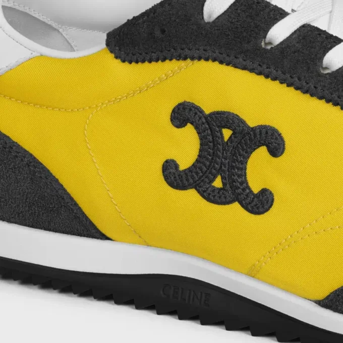 Racer Sneaker aus Nylon, Kalbsveloursleder und Kalbsleder