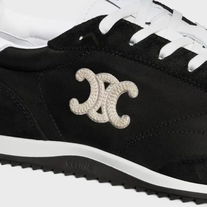 Racer Sneaker aus Nylon, Kalbsveloursleder und Kalbsleder