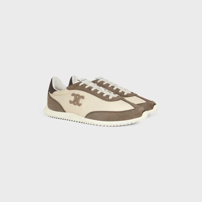 Racer Sneaker aus Nylon, Kalbsveloursleder und Kalbsleder