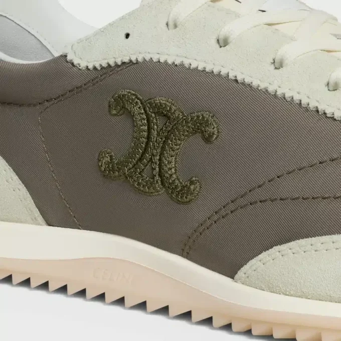 Racer Sneaker aus Nylon, Kalbsveloursleder und Kalbsleder