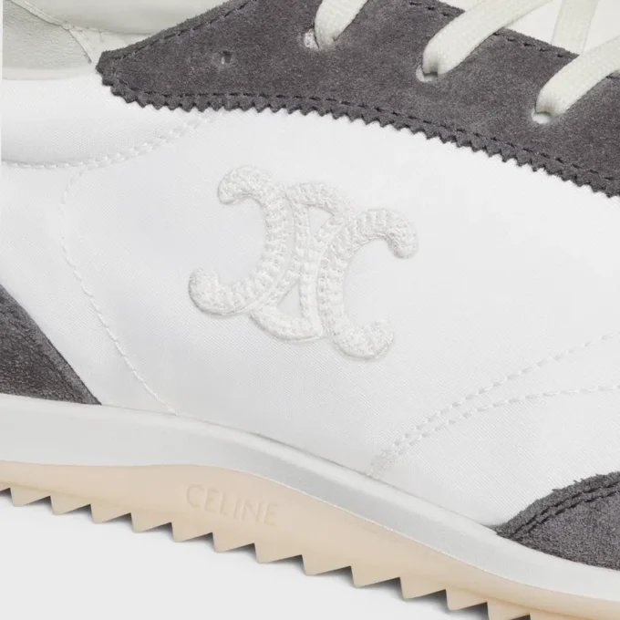 Racer Sneaker aus Nylon, Kalbsveloursleder und Kalbsleder
