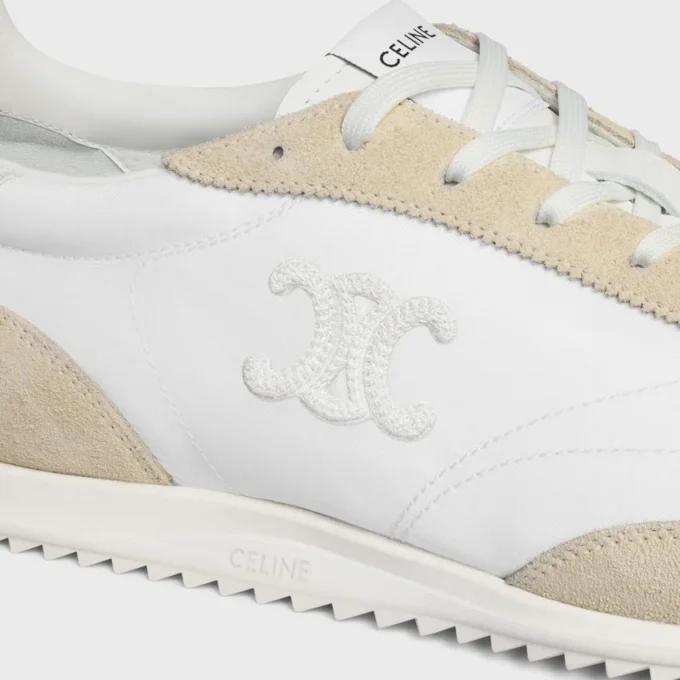 Racer Sneaker aus Nylon, Kalbsveloursleder und Kalbsleder