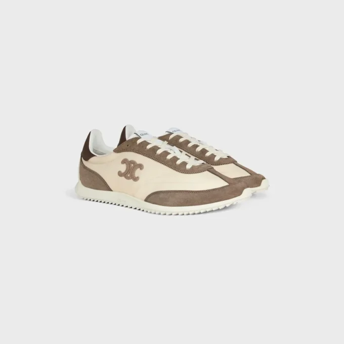 Racer Sneaker aus Nylon, Kalbsveloursleder und Kalbsleder