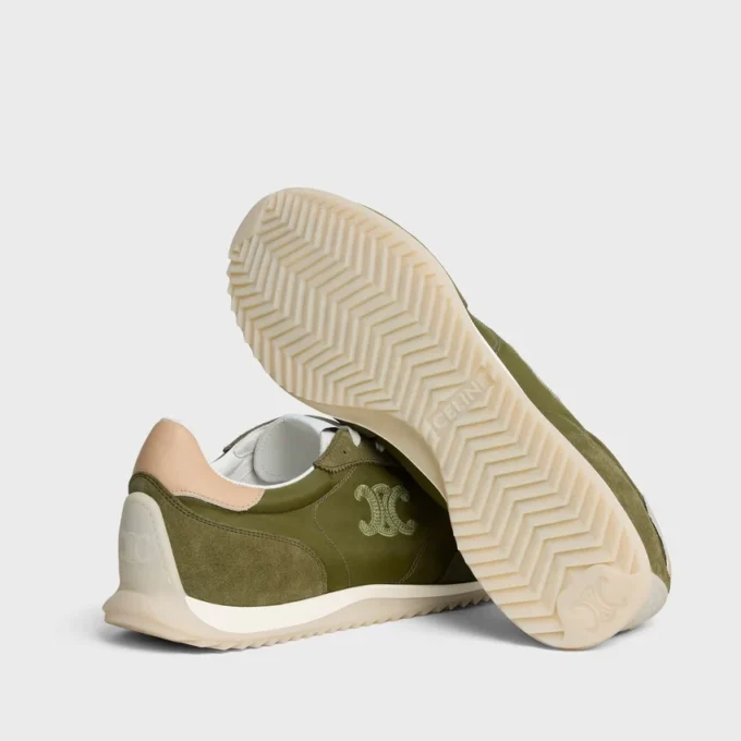 Racer Sneaker aus Nylon, Kalbsveloursleder und Kalbsleder