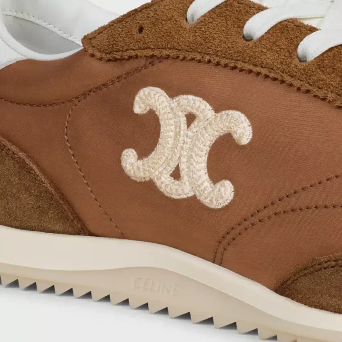 Racer Sneaker aus Nylon, Kalbsveloursleder und Kalbsleder
