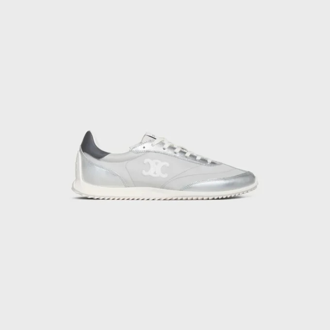 Racer-Sneaker aus Nylon, laminiertem Kalbsleder und Kalbsleder