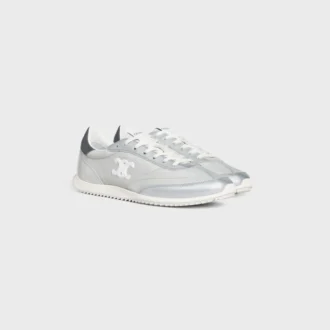 Racer-Sneaker aus Nylon, laminiertem Kalbsleder und Kalbsleder