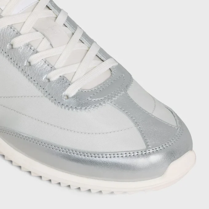 Racer-Sneaker aus Nylon, laminiertem Kalbsleder und Kalbsleder