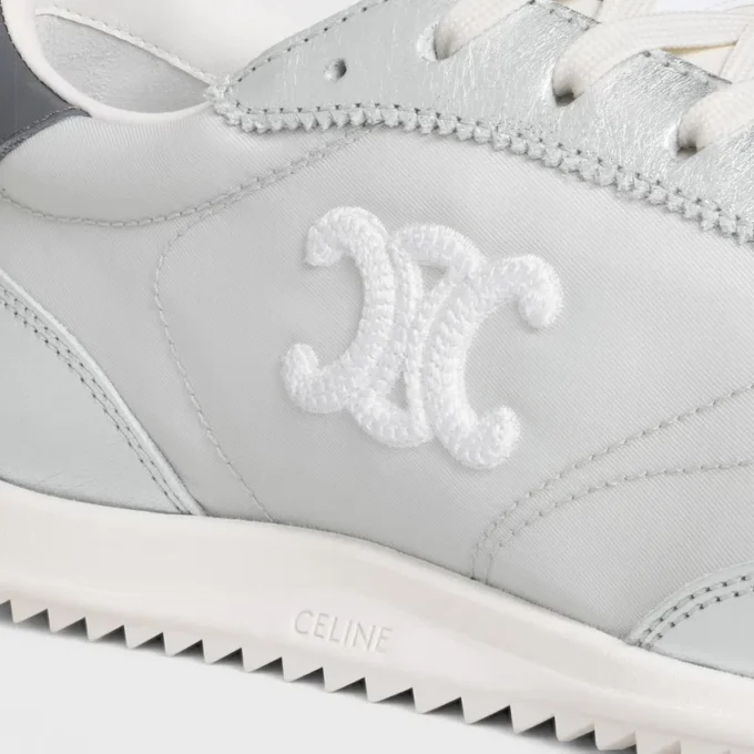 Racer-Sneaker aus Nylon, laminiertem Kalbsleder und Kalbsleder