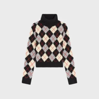 Rollkragenpullover aus Argyle-Wolle
