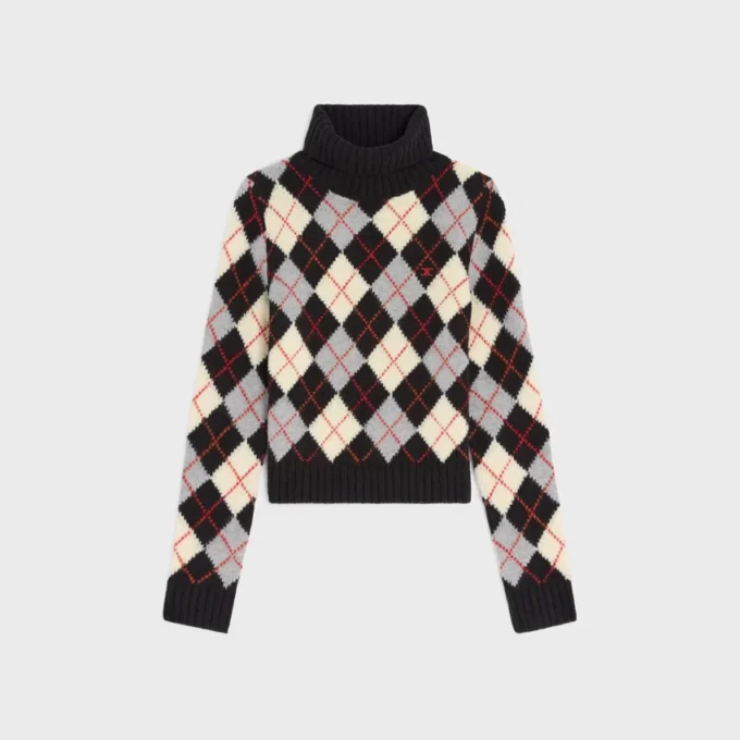 Rollkragenpullover aus Argyle-Wolle
