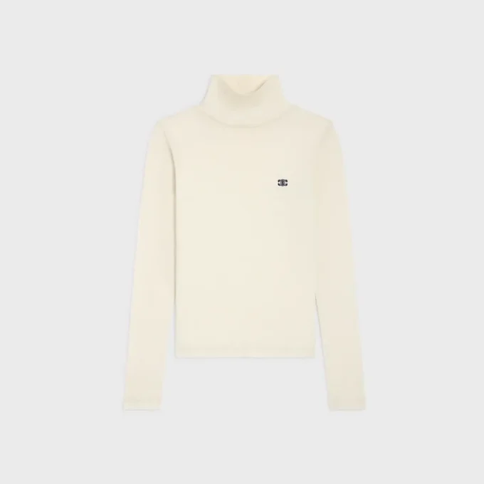 Rollkragenpullover aus Wolljersey