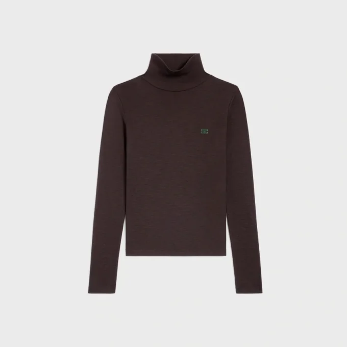 Rollkragenpullover aus Wolljersey