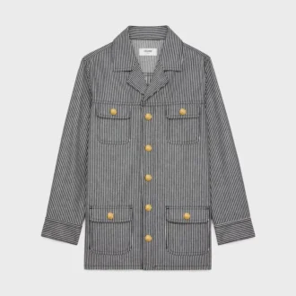 Safari-Jacke aus Baumwolle mit Hickory-Streifen