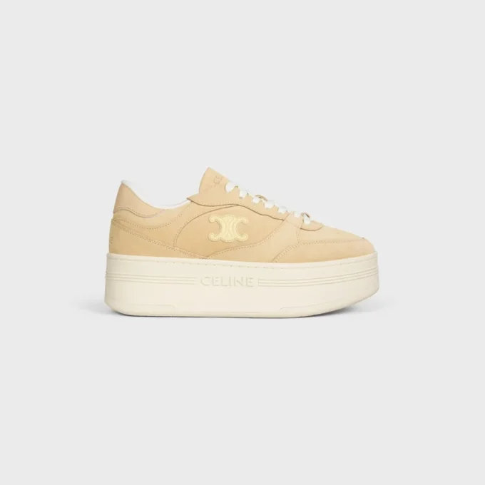 Sneaker mit Blockabsatz aus Wildleder und Kalbsleder