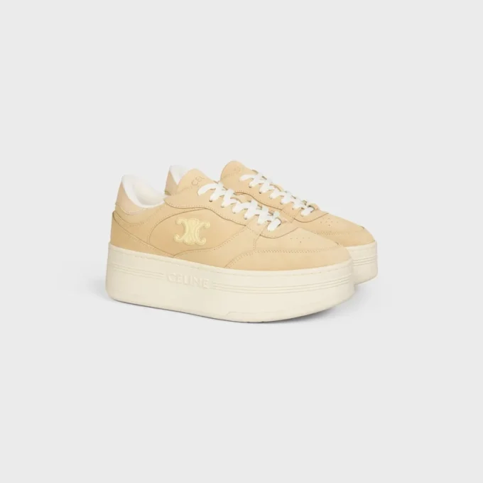 Sneaker mit Blockabsatz aus Wildleder und Kalbsleder
