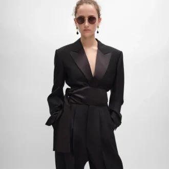 Spencer-Smokingjacke aus Wollgabardine
