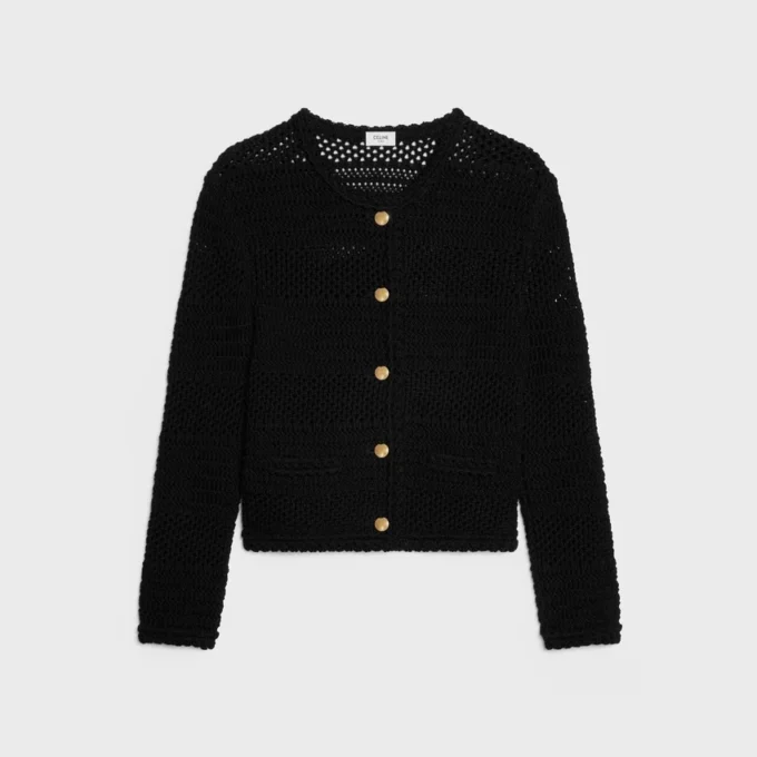 Strickjacke aus Baumwollhäkelstoff Strickjacke aus Baumwollhäkelstoff
