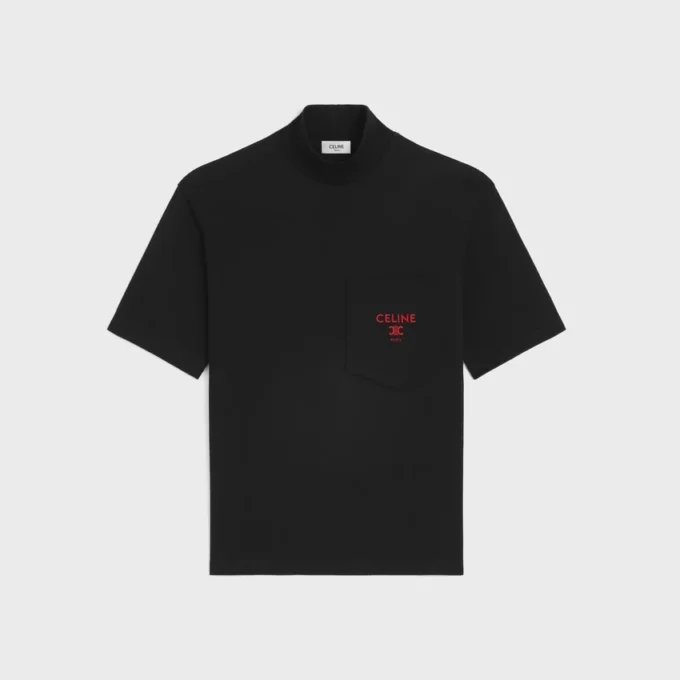 T-Shirt mit Stehkragen aus Baumwolljersey T-Shirt mit Stehkragen aus Baumwolljersey