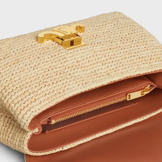Teen Nino Tasche aus Raffia und Kalbsleder Teen Nino Tasche aus Raffia und Kalbsleder