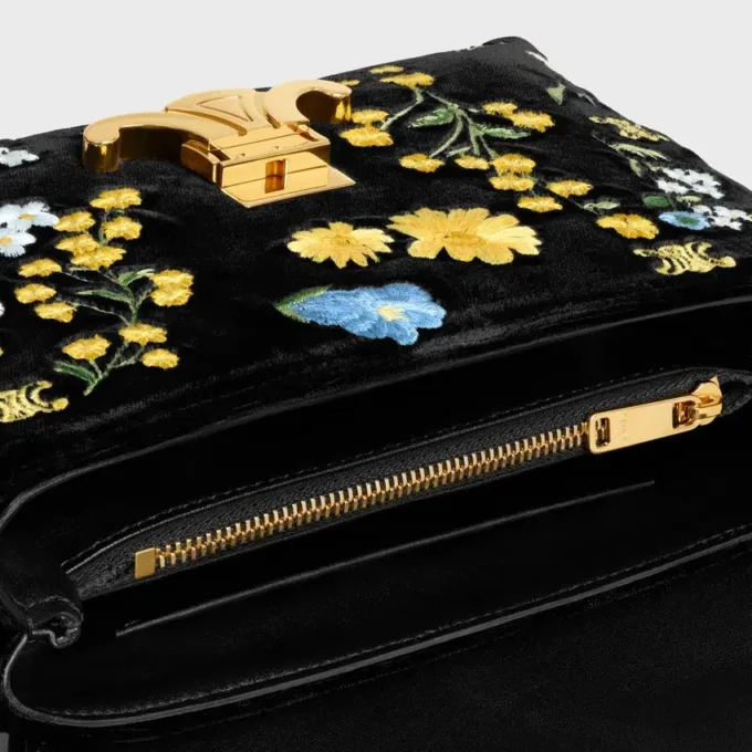 Teen Nino Tasche aus Samt mit Blumenstickerei