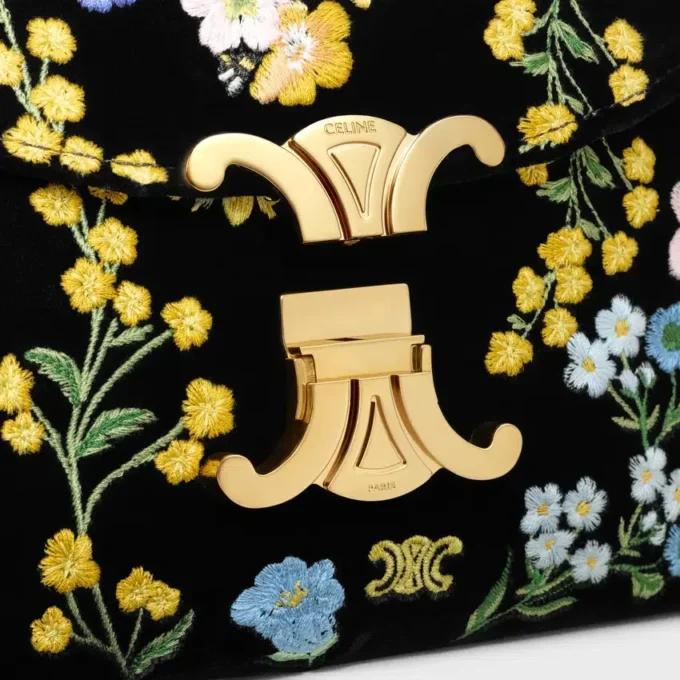Teen Nino Tasche aus Samt mit Blumenstickerei