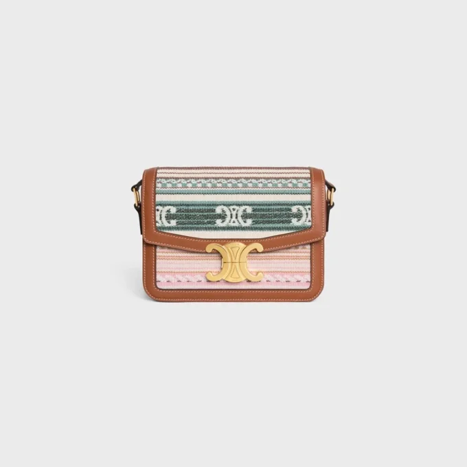 Teen Triomphe Tasche aus gestreiftem Textil und Kalbsleder Teen Triomphe Tasche aus gestreiftem Textil und Kalbsleder