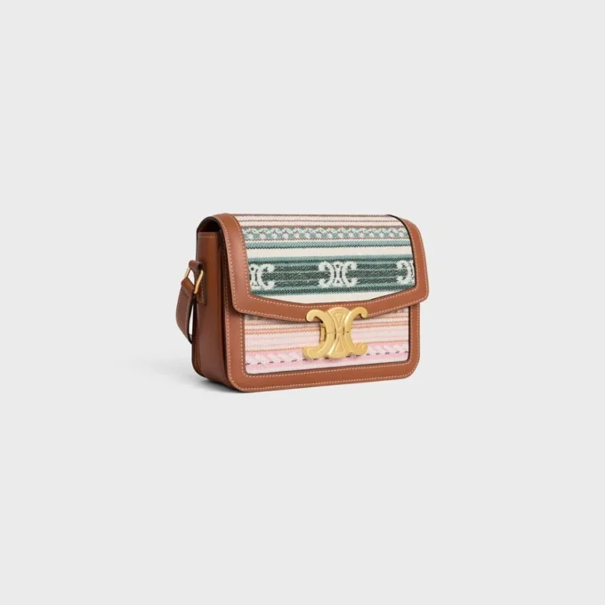 Teen Triomphe Tasche aus gestreiftem Textil und Kalbsleder Teen Triomphe Tasche aus gestreiftem Textil und Kalbsleder