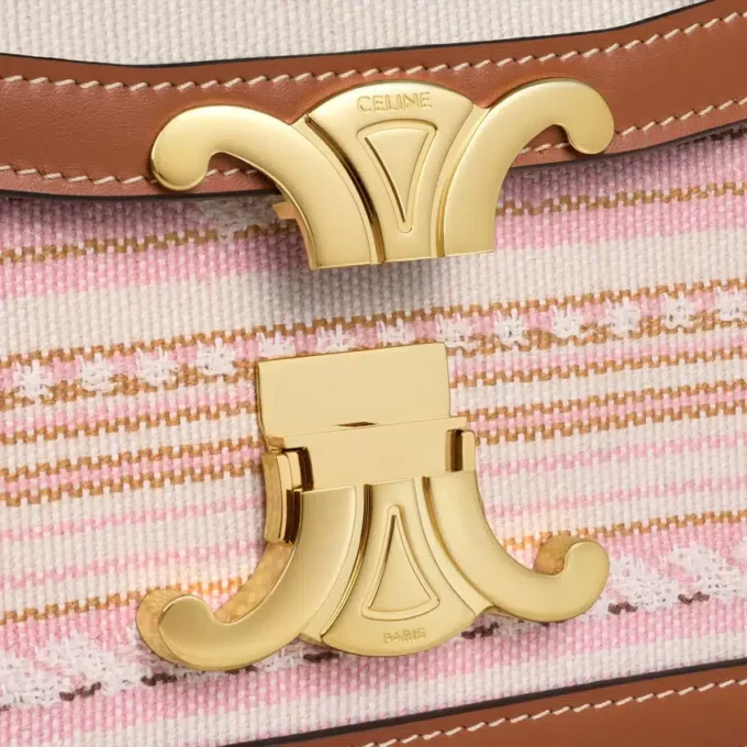 Teen Triomphe Tasche aus gestreiftem Textil und Kalbsleder Teen Triomphe Tasche aus gestreiftem Textil und Kalbsleder