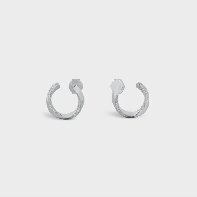Torsion-Ohrringe aus Weißgold und Diamanten Torsion-Ohrringe aus Weißgold und Diamanten