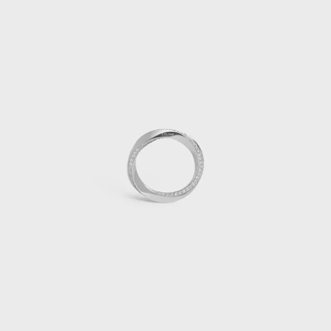Torsion-Ring aus Weißgold und Diamanten