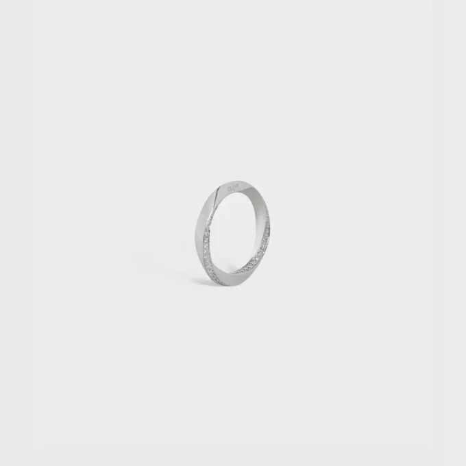 Torsion-Ring aus Weißgold und Diamanten
