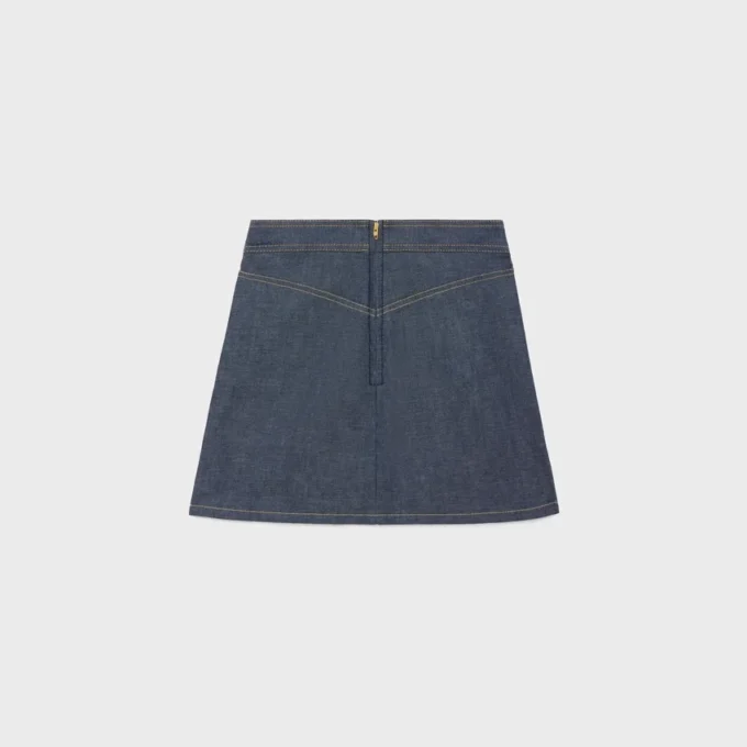 Trapeze-Minirock aus Raw-Wash-Denim