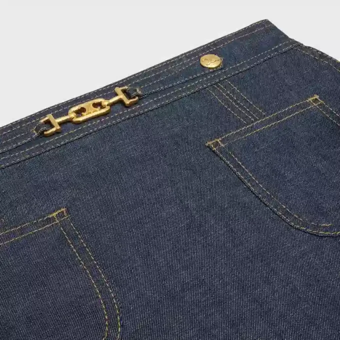 Trapeze-Minirock aus Raw-Wash-Denim
