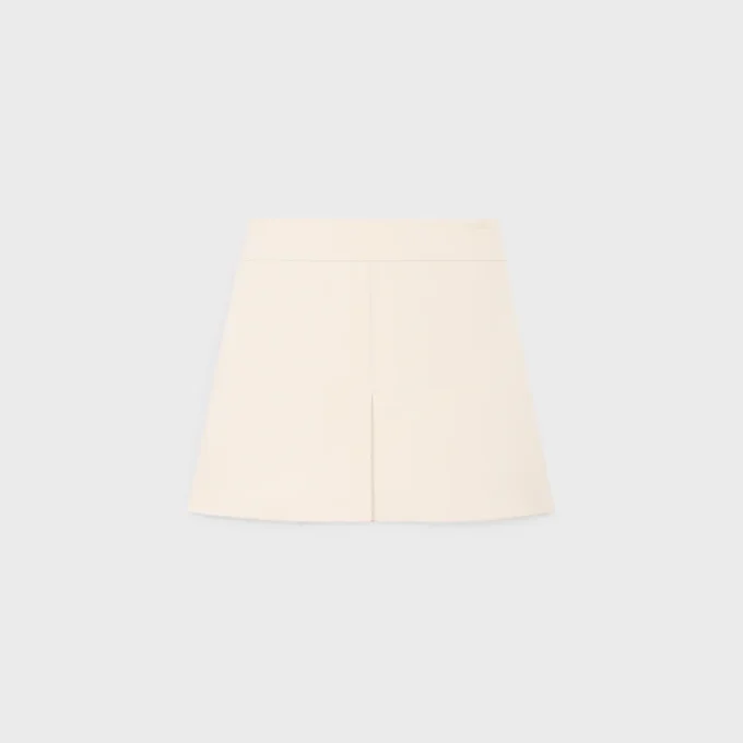 Trapeze-Minirock aus Woll-Seiden-Gabardine