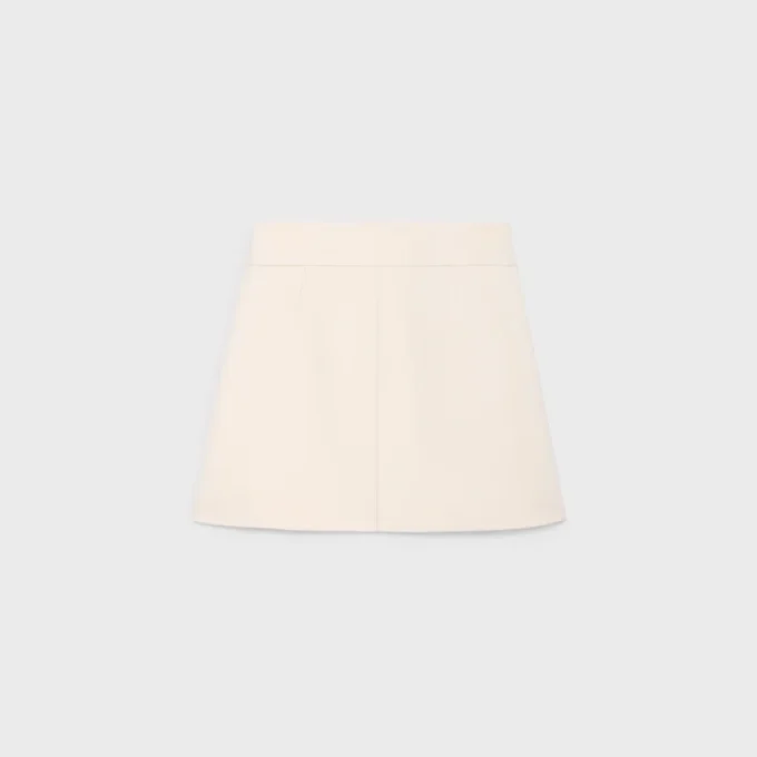 Trapeze-Minirock aus Woll-Seiden-Gabardine