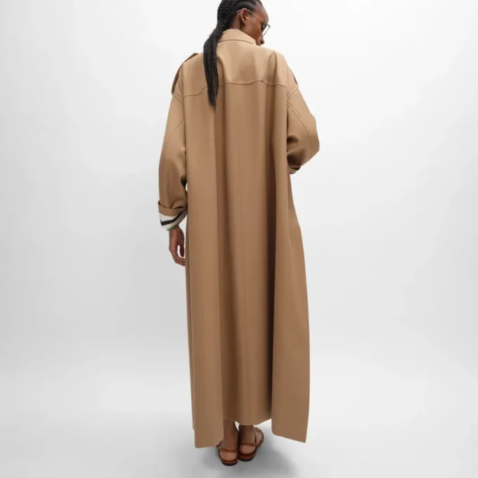 Trenchcoat aus Baumwoll- und Wollgabardine