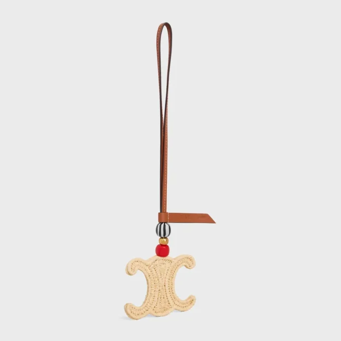 Triomphe-Anhänger aus Raffia und naturbelassenem Kalbsleder