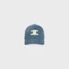 Triomphe-Baseballkappe aus Denim mit Union-Waschung Triomphe-Baseballkappe aus Denim mit Union-Waschung
