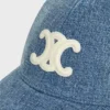 Triomphe-Baseballkappe aus Denim mit Union-Waschung Triomphe-Baseballkappe aus Denim mit Union-Waschung