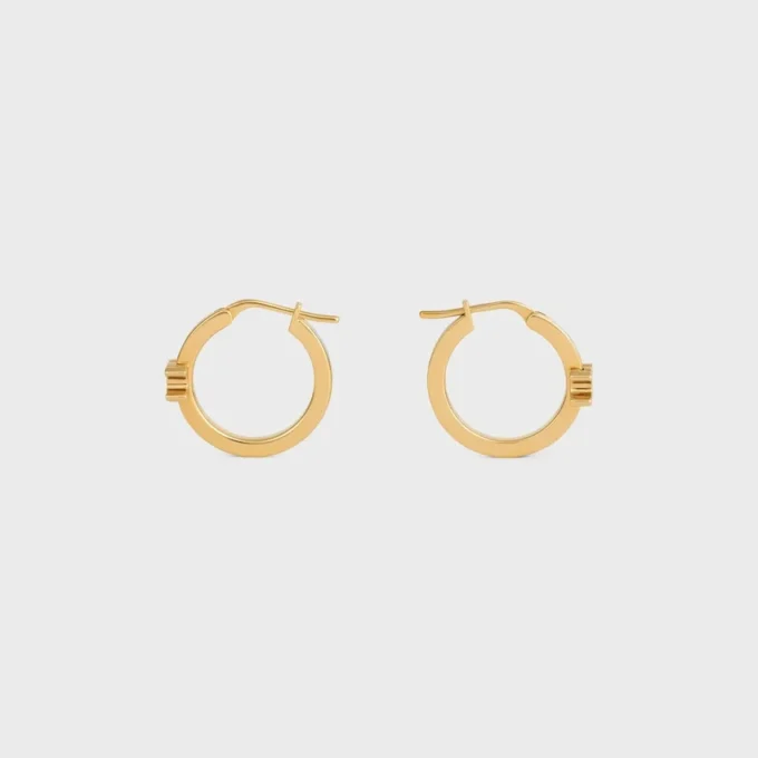 Triomphe-Creolen aus Emaille und Messing mit Goldfinish